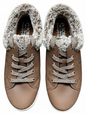 Bob’s Beach Bingo Skechers Slip-On Casual Sneakers with Plush Faux-Fur- Size 10